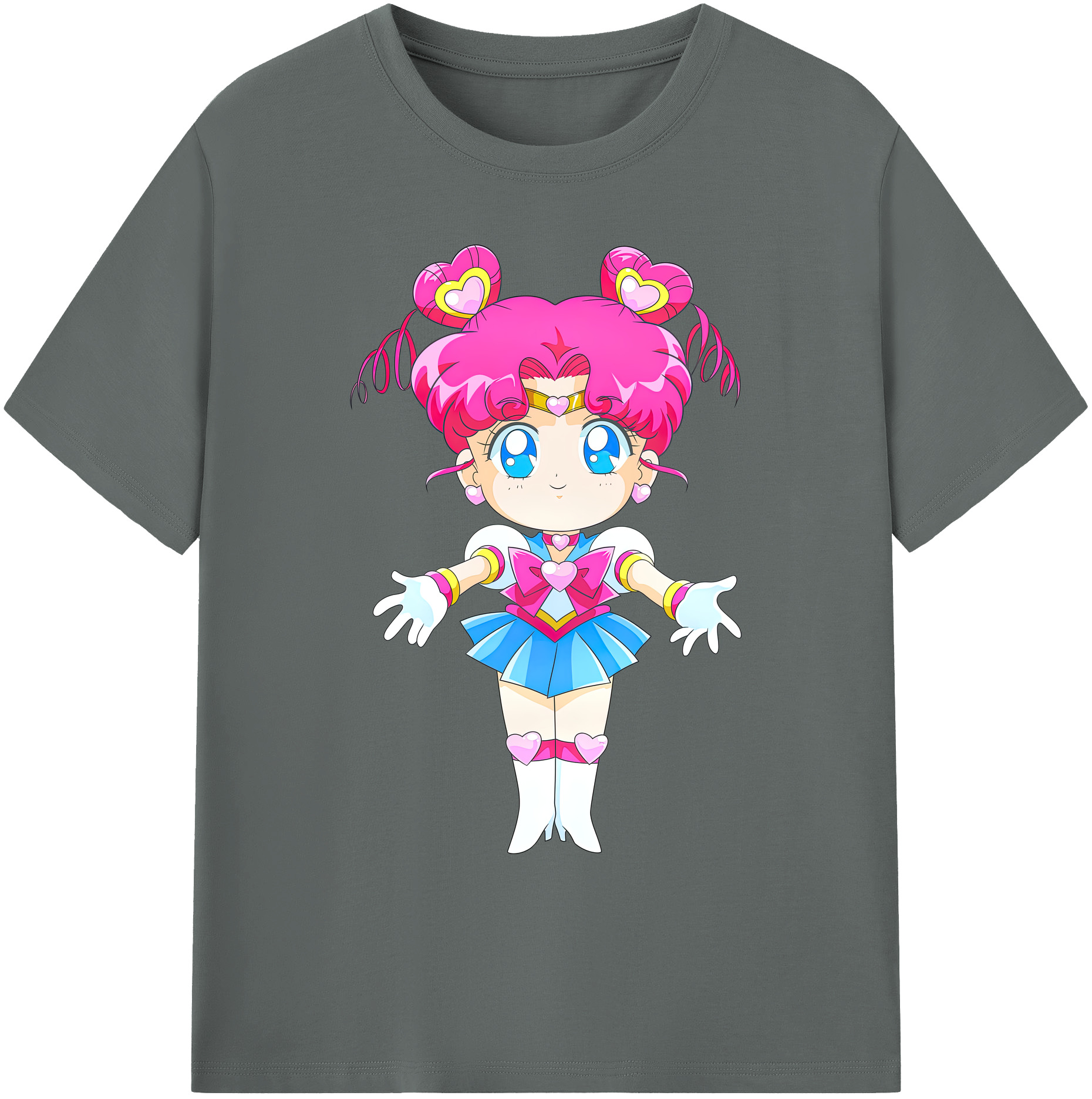 （画像用） 美少女戦士セーラームーン ちびうさ Sailor Moon Chibiusa Tsukino Usagi Small Lady Serenity 綿100％ メンズ半袖Tシャツ｜肌触りやわらか＆通気性